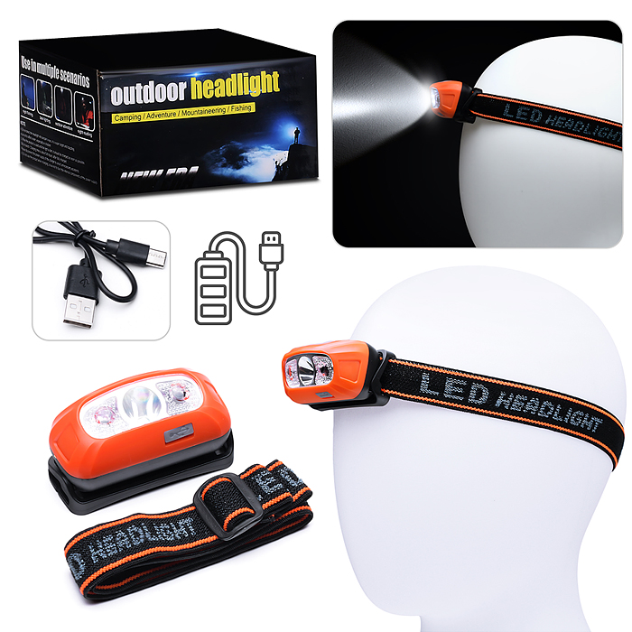 Фонарь налобный 00-6075 аккумуляторный, 400 мАч Фонарь налобный 00-6075 аккумуляторный, 400 мАч