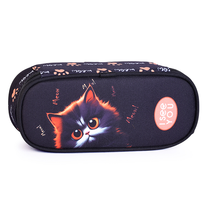 Пенал "I See You" 21x8x5 см, овальный для 50 предметов, с внутренним органайзером-створкой,