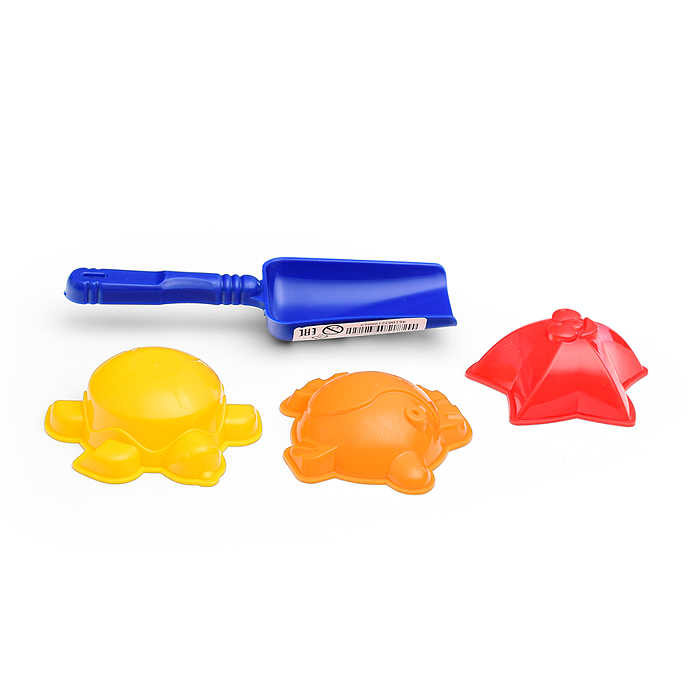 Набор песочный: 3 формочки и лопатка 17 см., в сетке Набор песочный: 3 формочки и лопатка 17 см., в сетке