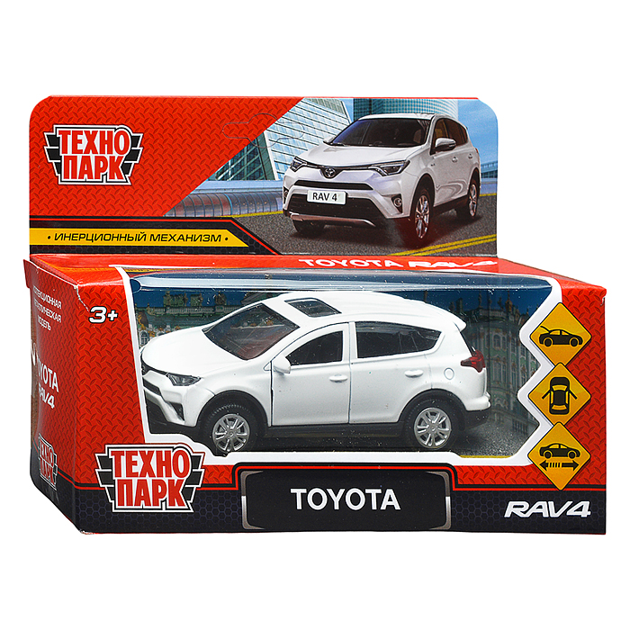 Фото к товару Машина металл Toyota Rav4 12 см, (откр. двери, багаж, белый) инерц., в коробке Машина металл Toyota Rav4 12 см, (откр. двери, багаж, белый) инерц., в коробке
