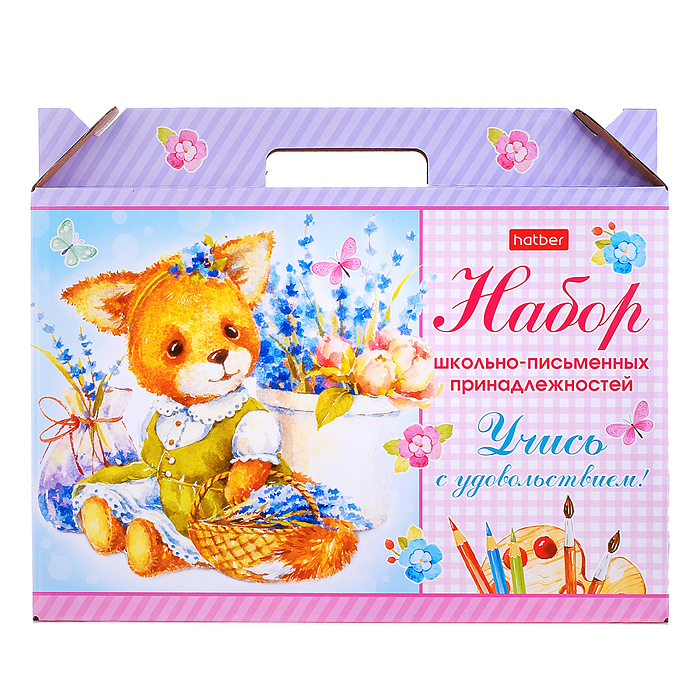 Фото к товару Набор школьно-письменных принадлежностей "Учись с удовольствием. МимиЛапки" в подарочн. кор. Набор школьно-письменных принадлежностей "Учись с удовольствием. МимиЛапки" в подарочн. кор.