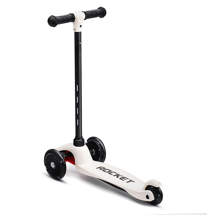 Фото к товару Самокат 3-х колесный ROCKET,колеса PU со светом, светящаяся стойка, ABEC 7, белый Самокат 3-х колесный ROCKET,колеса PU со светом, светящаяся стойка, ABEC 7, белый