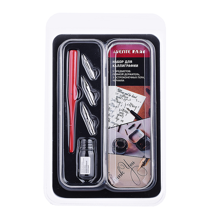 Набор для каллиграфии "ART" 5 шт (держатель, 3 разных по размеру пера, чернила в баночке 7 