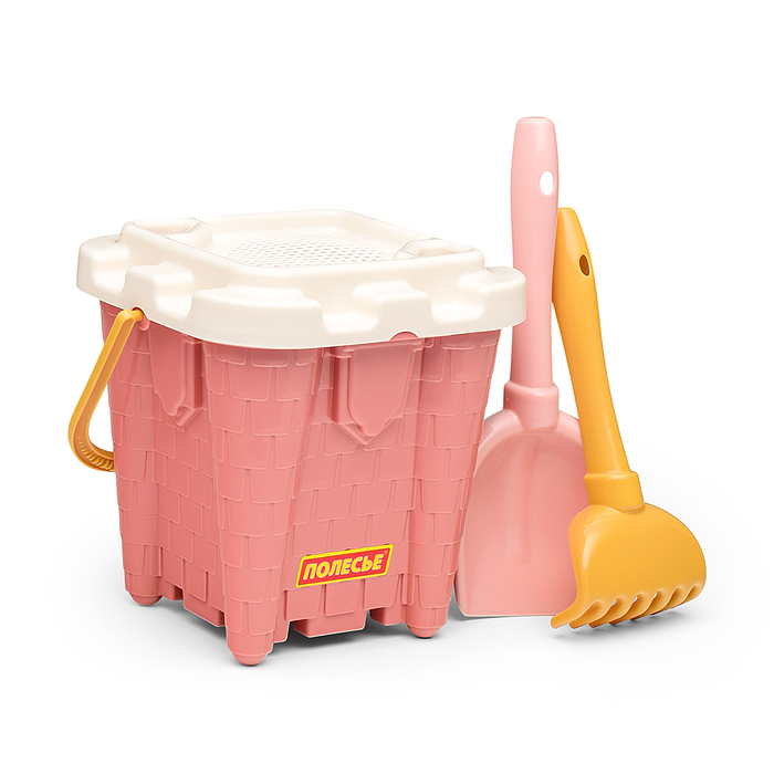 Набор №690: ведро-замок большое №2, ситечко-крепость большое, лопатка №5, грабельки №5 (розовый) Набор №690: ведро-замок большое №2, ситечко-крепость большое, лопатка №5, грабельки №5 (розовый)