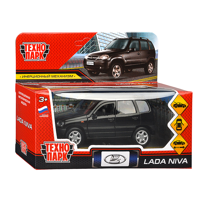 Фото к товару Машина металл LADA NIVA 12 см, (двери, багаж, черный) инерц., в коробке Машина металл LADA NIVA 12 см, (двери, багаж, черный) инерц., в коробке