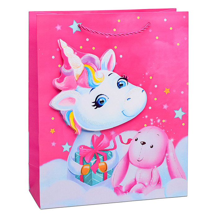 Пакет подарочный 00-6329 "Милый единорожка" 32х26х10 см
