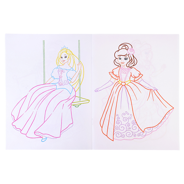 Фото к товару Маленькие принцессы и сказочные феи.(Раскраски с цветным контуром) Маленькие принцессы и сказочные феи.(Раскраски с цветным контуром)