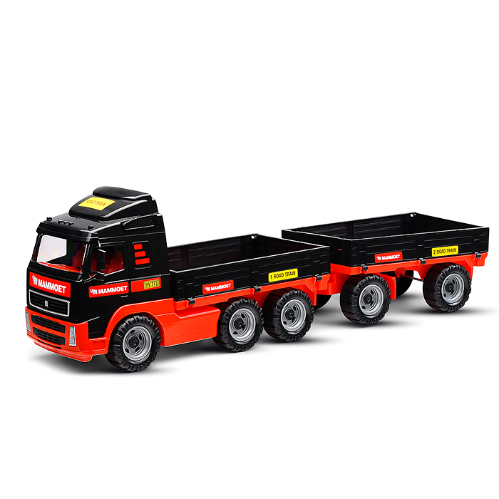 Фото к товару Автомобиль бортовой "MAMMOET" с прицепом (в сеточке) Автомобиль бортовой "MAMMOET" с прицепом (в сеточке)