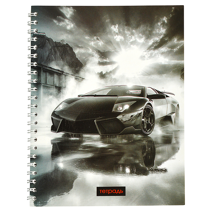 Тетрадь 40л. линейка "Черное авто" на гребне 