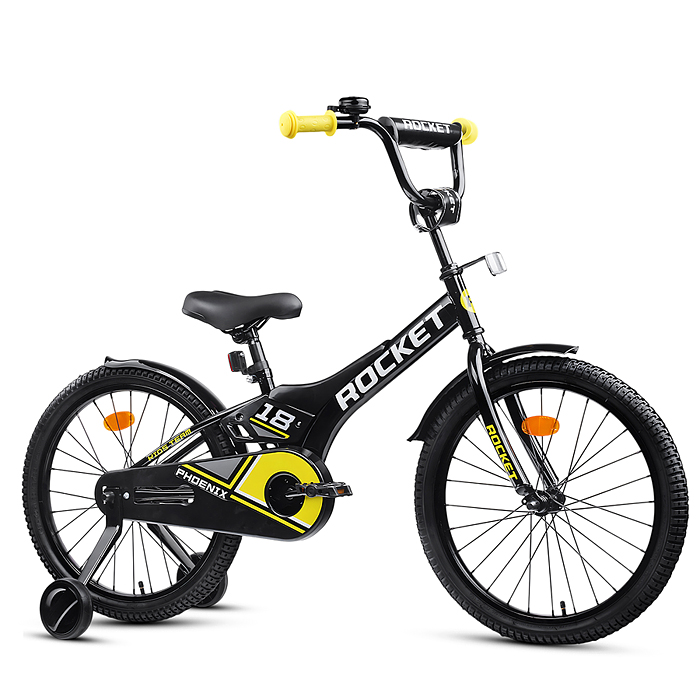 Фото к товару Велосипед 18" Rocket Phoenix, цвет черно/желтый Велосипед 18" Rocket Phoenix, цвет черно/желтый