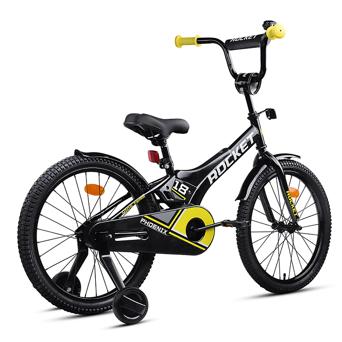 Фото к товару Велосипед 18" Rocket Phoenix, цвет черно/желтый Велосипед 18" Rocket Phoenix, цвет черно/желтый