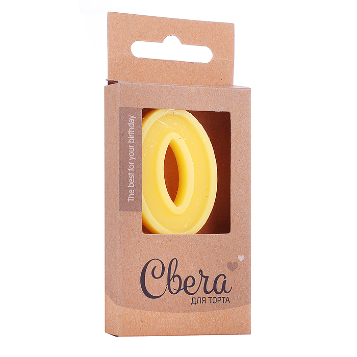 Свеча Цифра, 0 ЭКО, Шоколадное ассорти, Кремовый, 3*4,5 + 3,5 см, 1 шт. с держат.