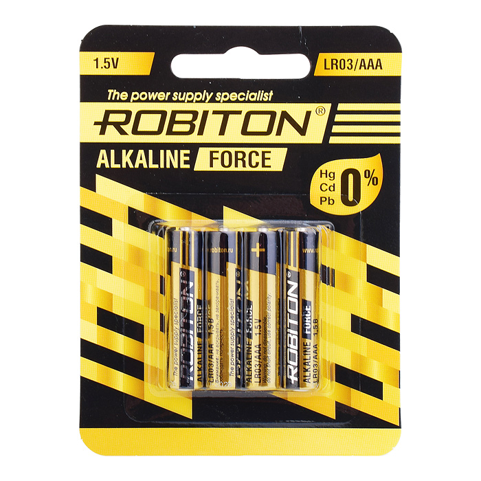 Батарейка алкалиновая ROBITON FORCE LR03 BL4 Батарейка алкалиновая ROBITON FORCE LR03 BL4