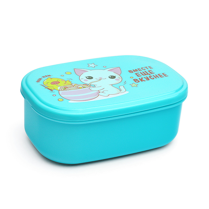 Фото к товару Ланчбокс "Вместе вкуснее" 140x96x56 мм, 450 мл, для школьных завтраков, перекусов Ланчбокс "Вместе вкуснее" 140x96x56 мм, 450 мл, для школьных завтраков, перекусов