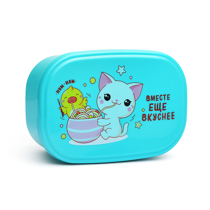 Фото к товару Ланчбокс "Вместе вкуснее" 140x96x56 мм, 450 мл, для школьных завтраков, перекусов Ланчбокс "Вместе вкуснее" 140x96x56 мм, 450 мл, для школьных завтраков, перекусов
