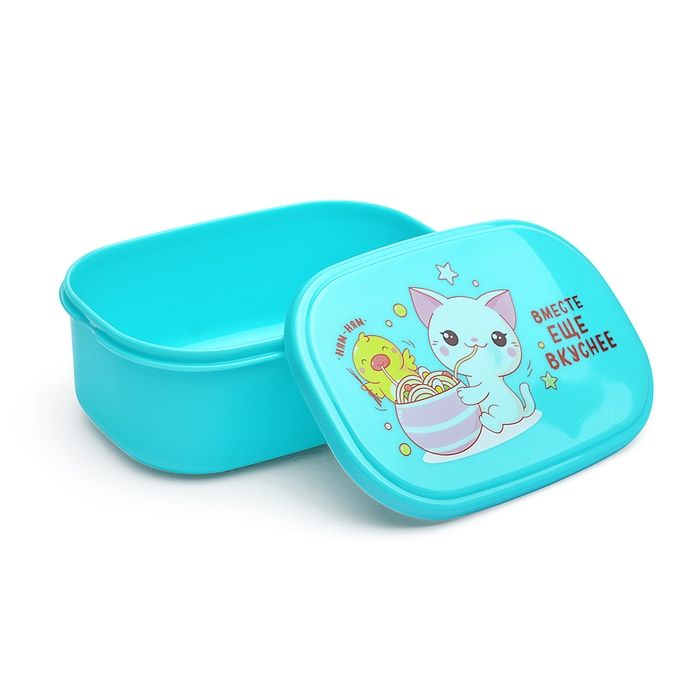 Фото к товару Ланчбокс "Вместе вкуснее" 140x96x56 мм, 450 мл, для школьных завтраков, перекусов Ланчбокс "Вместе вкуснее" 140x96x56 мм, 450 мл, для школьных завтраков, перекусов