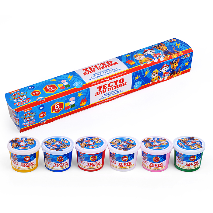 Тесто для лепки "Щенячий Патруль" 6 цв. по 50 г Тесто для лепки "Щенячий Патруль" 6 цв. по 50 г