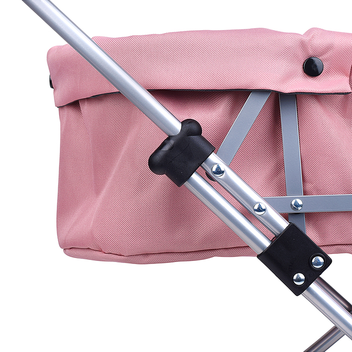 Коляска для кукол 9308W металлическая, складная, прогулочная с капюшоном, цвет розовый
