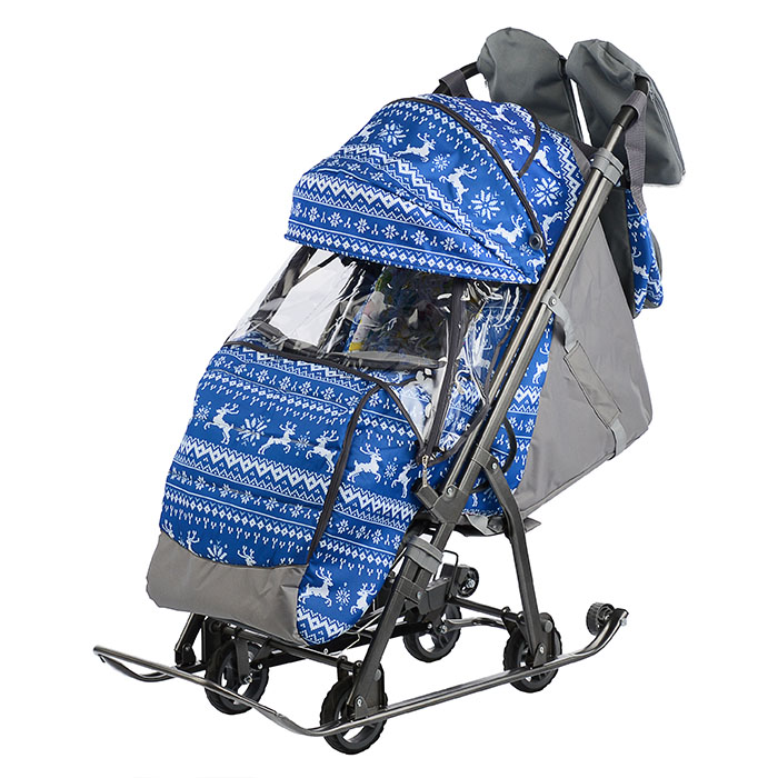 Санки-коляска Кидс 3-1 (олени на синем) Санки-коляска Кидс 3-1 (олени на синем)