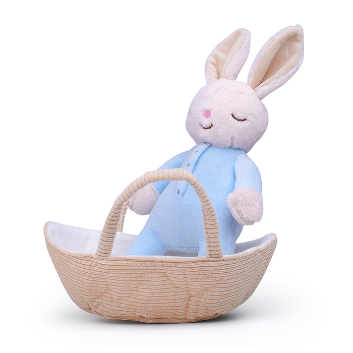 Мягкая игрушка М1393 "Заяц в корзинке" 25 см.