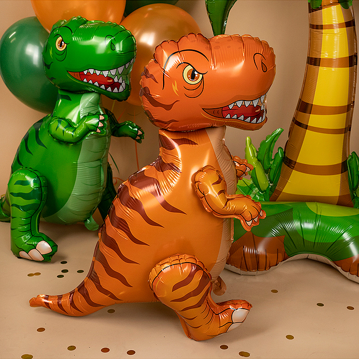 Шар 3D (28''/71 см) Фигура, Динозавр Тираннозавр, Оранжевый, 1 шт. в уп.