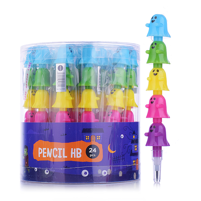 Карандаш HB чернографитный сегментный 2 мм HALLOWEEN, в пластиковом друме