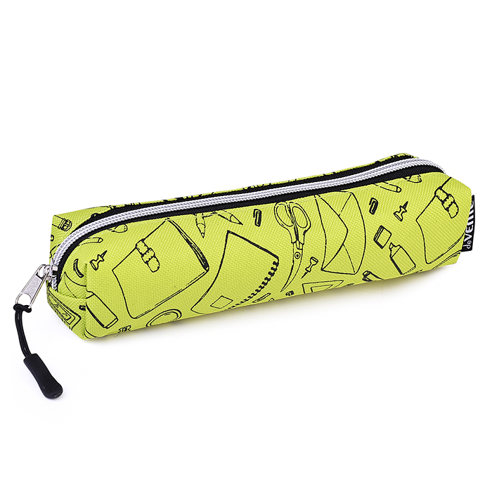 Пенал "School" 21x4x4 см, прямоугольный, на молнии, текстильный, в пластиковом пакете, сала