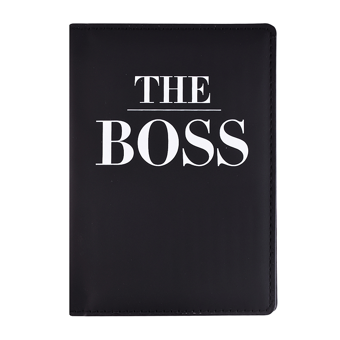 Обложка для паспорта "The BOSS" 10x14 см, искусственная кожа, поролон, шелкография