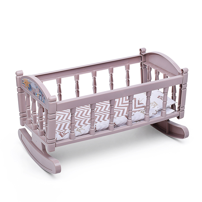 Кроватка-качалка сборная для кукол №4 (8 элементов) (тёмно-кремовая)