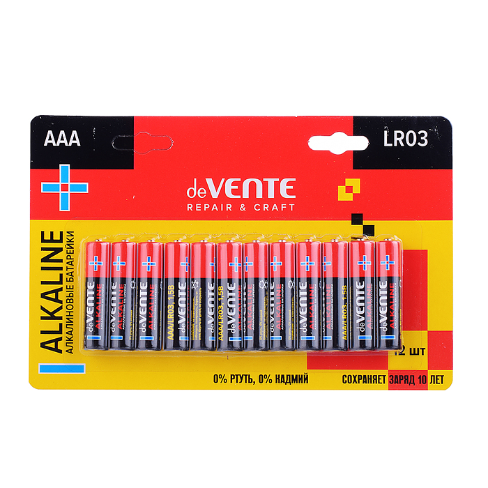 Батарейка "REPAIR & CRAFT" алкалиновая, AAA, LR03, 1,5В, 12 шт в блистере Батарейка "REPAIR & CRAFT" алкалиновая, AAA, LR03, 1,5В, 12 шт в блистере