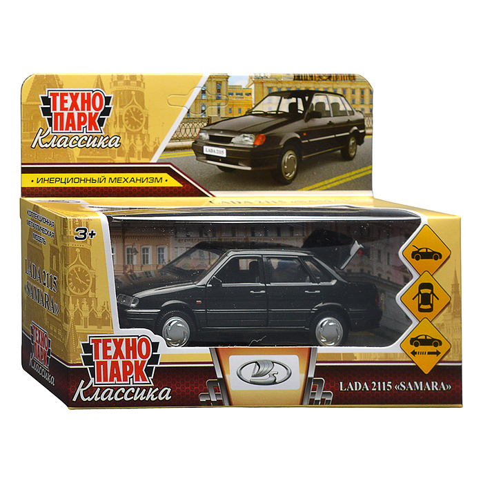 Фото к товару Машина металл ваз-2115 "Самара" длина 12 см, двери, черный Машина металл ваз-2115 "Самара" длина 12 см, двери, черный