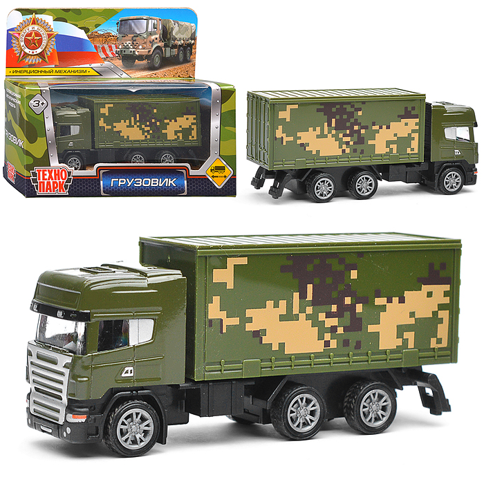 Машина металл Грузовик, 11 см, подвиж. дет., инерция, камуфляж