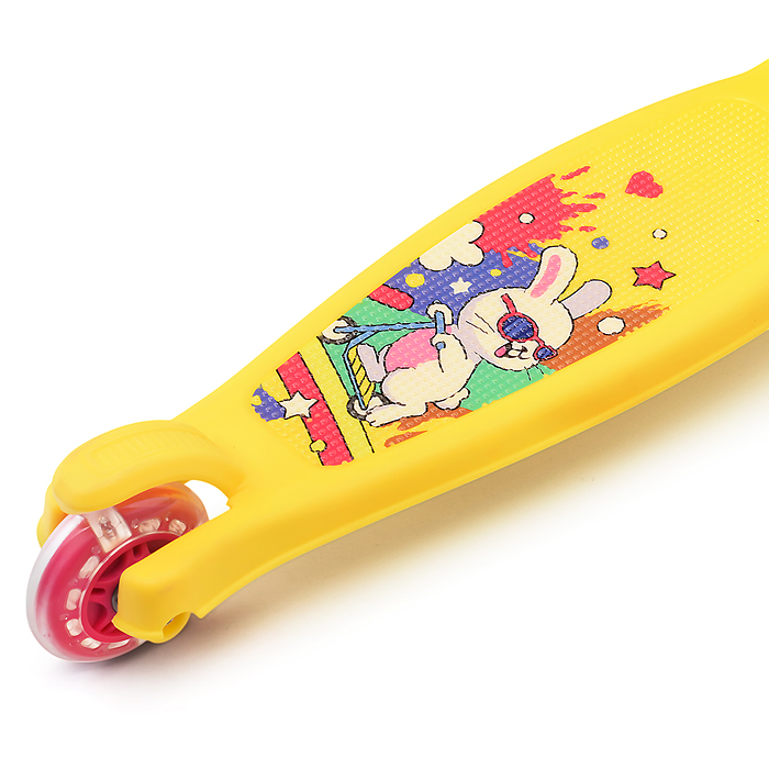 Фото к товару Самокат трёхколёсный ROCKET колёса PU, цвет жёлто-розовый Самокат трёхколёсный ROCKET колёса PU, цвет жёлто-розовый