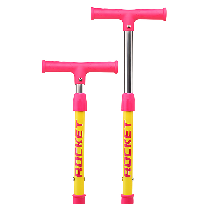 Фото к товару Самокат трёхколёсный ROCKET колёса PU, цвет жёлто-розовый Самокат трёхколёсный ROCKET колёса PU, цвет жёлто-розовый