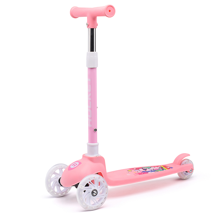 Фото к товару Самокат трёхколёсный ROCKET колёса PU, цвет розовый Самокат трёхколёсный ROCKET колёса PU, цвет розовый