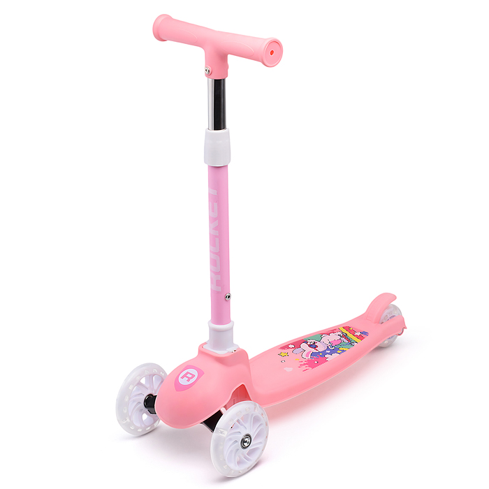 Фото к товару Самокат трёхколёсный ROCKET колёса PU, цвет розовый Самокат трёхколёсный ROCKET колёса PU, цвет розовый