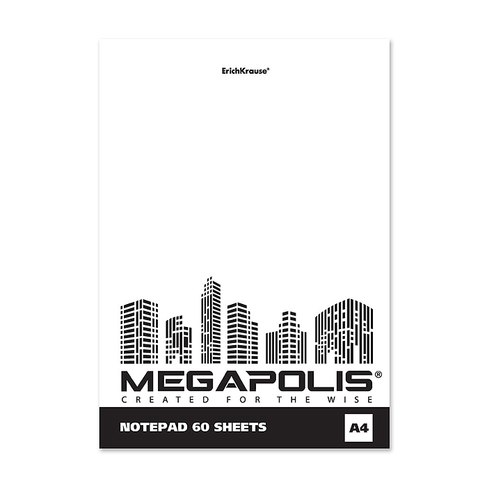 Блокнот 60л. на клею "MEGAPOLIS Blanc" А4, без линовки