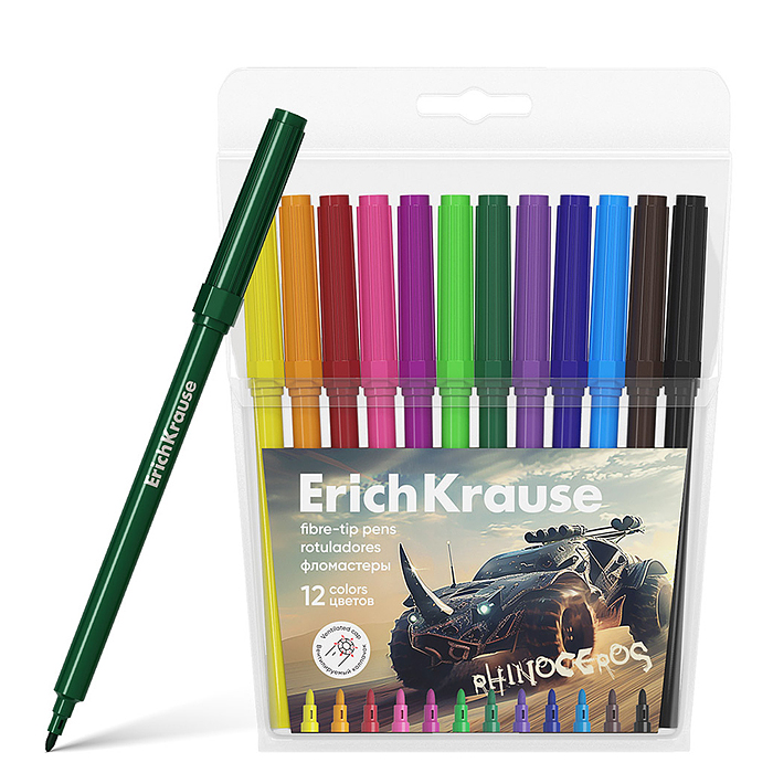 Фломастеры 12 цветов "Road Beast" (в футляре с европодвесом) Фломастеры 12 цветов "Road Beast" (в футляре с европодвесом)