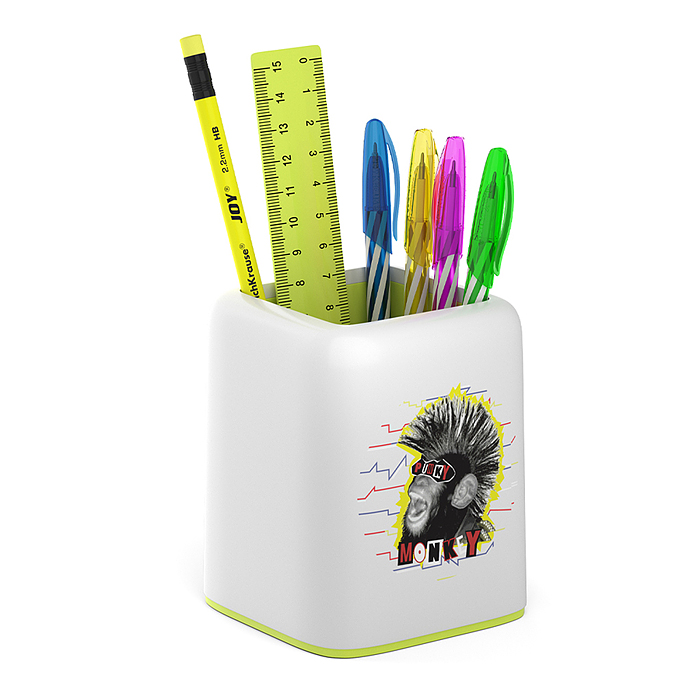 Набор настольный пластиковый Forte, Punky Monkey, белый с желтой вставкой