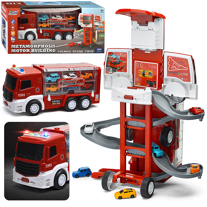 Трек-Трейлер SJ685A-1 "Пожарный" в коробке