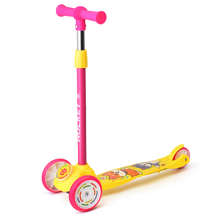 Фото к товару Самокат трёхколёсный R0203 ROCKET колёса PVC, цвет розово-жёлтый Самокат трёхколёсный R0203 ROCKET колёса PVC, цвет розово-жёлтый