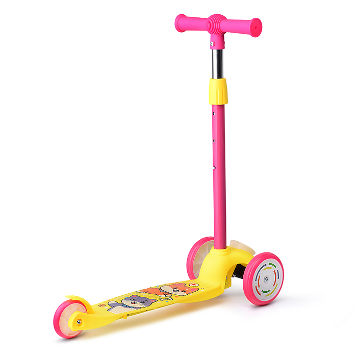 Фото к товару Самокат трёхколёсный R0203 ROCKET колёса PVC, цвет розово-жёлтый Самокат трёхколёсный R0203 ROCKET колёса PVC, цвет розово-жёлтый