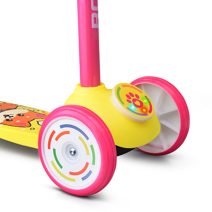 Фото к товару Самокат трёхколёсный R0203 ROCKET колёса PVC, цвет розово-жёлтый Самокат трёхколёсный R0203 ROCKET колёса PVC, цвет розово-жёлтый