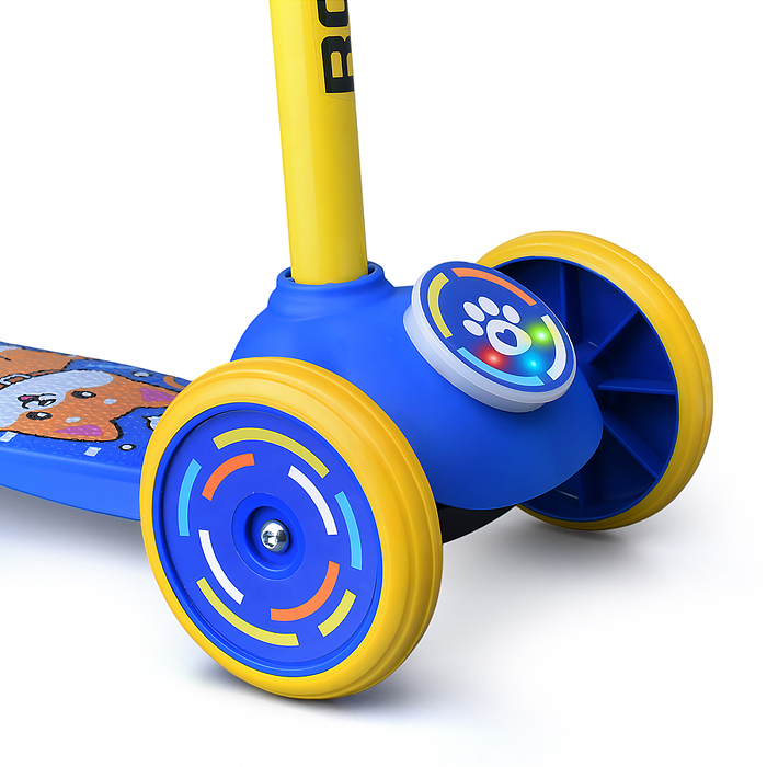 Фото к товару Самокат трёхколёсный R0203 ROCKET колёса PVC, цвет сине-жёлтый Самокат трёхколёсный R0203 ROCKET колёса PVC, цвет сине-жёлтый