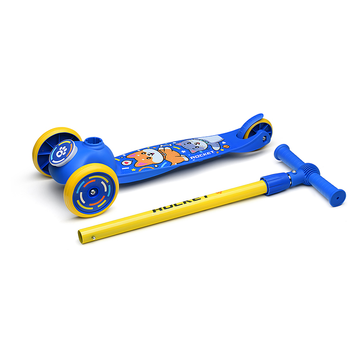 Фото к товару Самокат трёхколёсный R0203 ROCKET колёса PVC, цвет сине-жёлтый Самокат трёхколёсный R0203 ROCKET колёса PVC, цвет сине-жёлтый