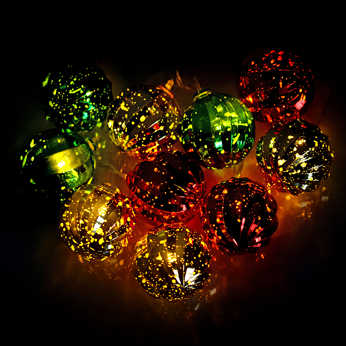 Электрогирлянда "Цветные шарики" 2м, 10 ламп, цвет: цветная