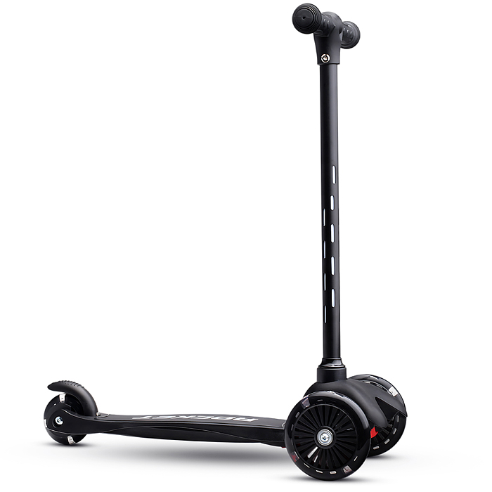 Фото к товару Самокат 3-х колесный ROCKET,колеса PU со светом, светящаяся стойка, ABEC 7, черный Самокат 3-х колесный ROCKET,колеса PU со светом, светящаяся стойка, ABEC 7, черный