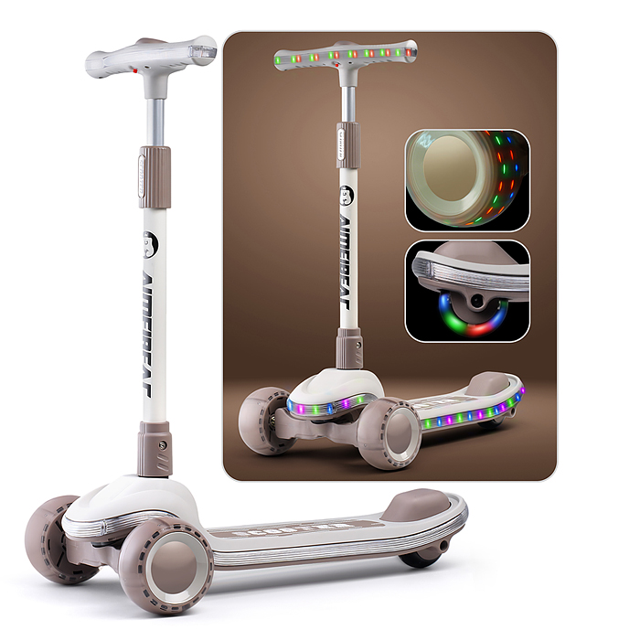 Самокат U012008Y 3-х кол., бежевый, в коробке в пакете