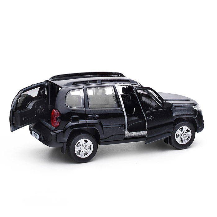 Фото к товару Машина металл LADA NIVA travel 12 см, (двери, черный метталлик) инерц., в коробке Машина металл LADA NIVA travel 12 см, (двери, черный метталлик) инерц., в коробке