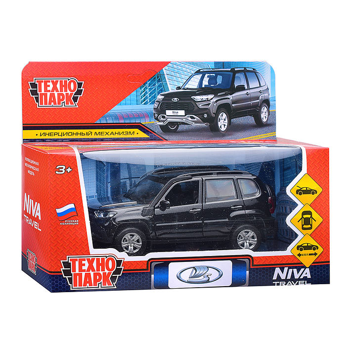 Фото к товару Машина металл LADA NIVA travel 12 см, (двери, черный метталлик) инерц., в коробке Машина металл LADA NIVA travel 12 см, (двери, черный метталлик) инерц., в коробке